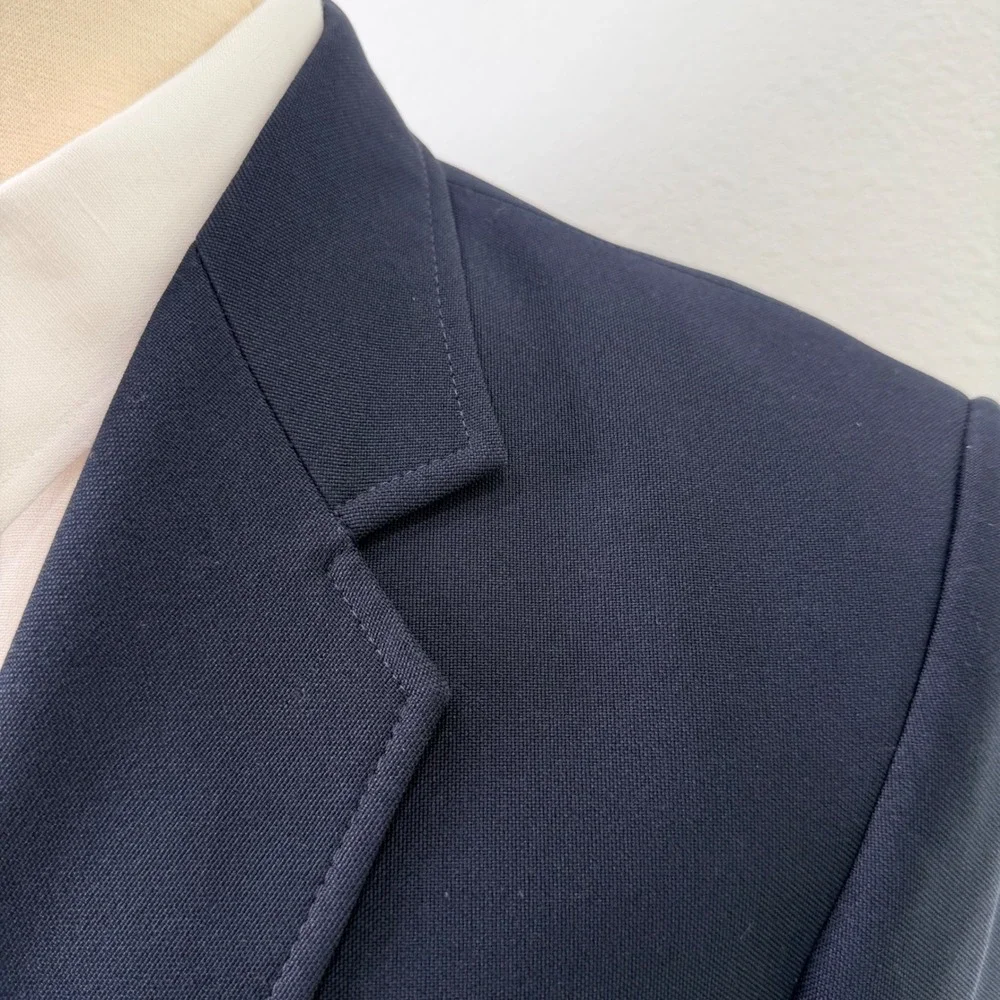 Vintage Haggar Mens Navy Blue Two Button Blazer Sport Coat Jacket 44S Washable